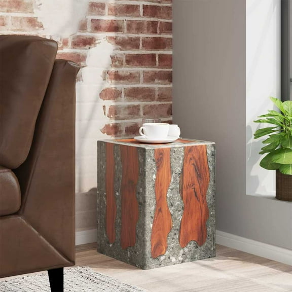 vidaXL Stool Solid Teak Wood and Resin