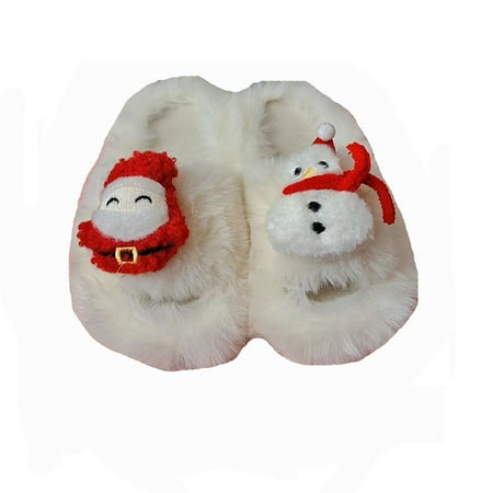 

YTIANH Women Christmas Slippers -On Memory Foam Anti-Skid House Shoes Cute Fuzzy Warm Gifts (White 9-10 Years)