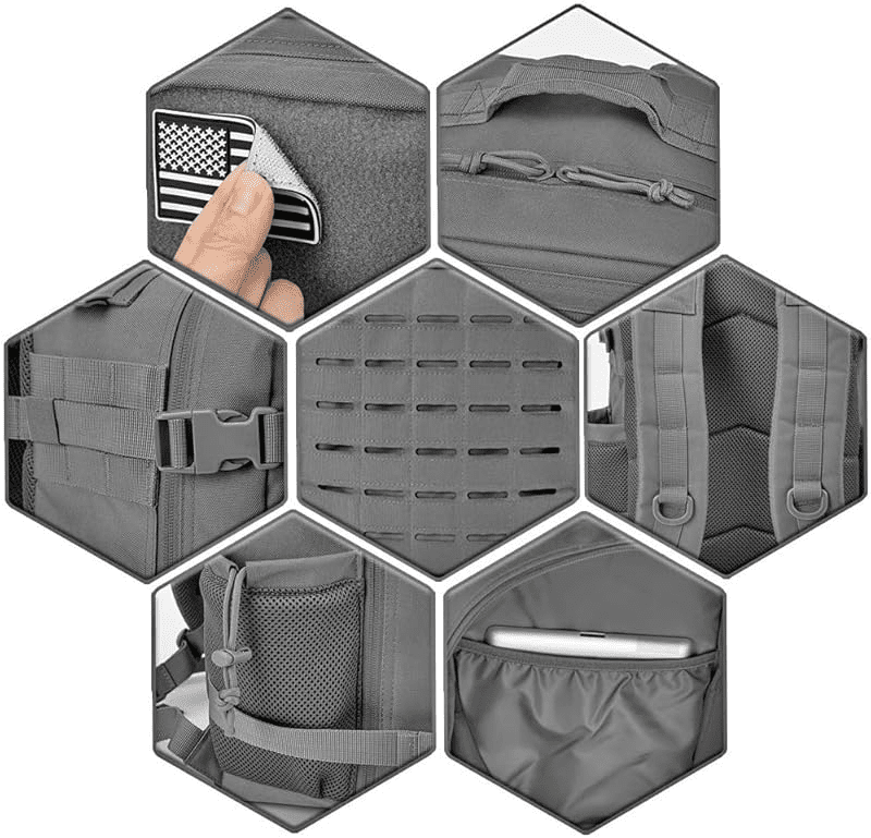 25L/45L Durable Nylon Hiking Backpack for Men, Multi-Day Camping & Travel Backpack with MOLLE System & Side Bottle Pockets