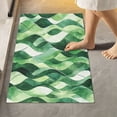 thumbnail image 2 of 2 Piece Soft Bathroom Rug Set Watercolor Green Wavy Lines Bath Mat and U-Shaped Toilet Contour Rug (16"x24"+20"x24"), 2 of 6