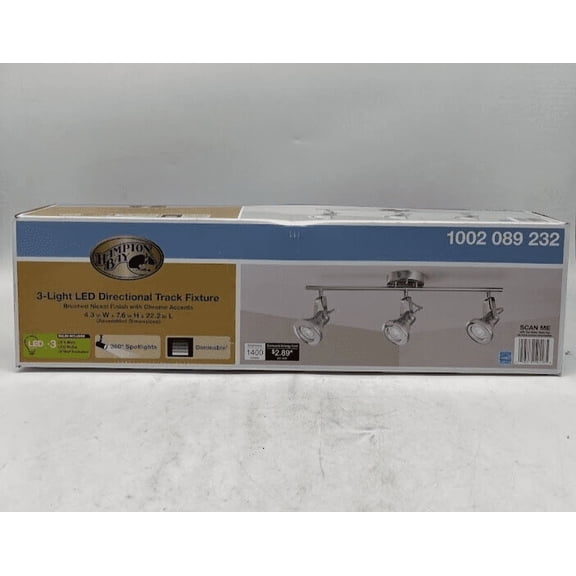 Hampton Bay 2 ft. 3-Light Brushed Steel LED Track Lighting Kit