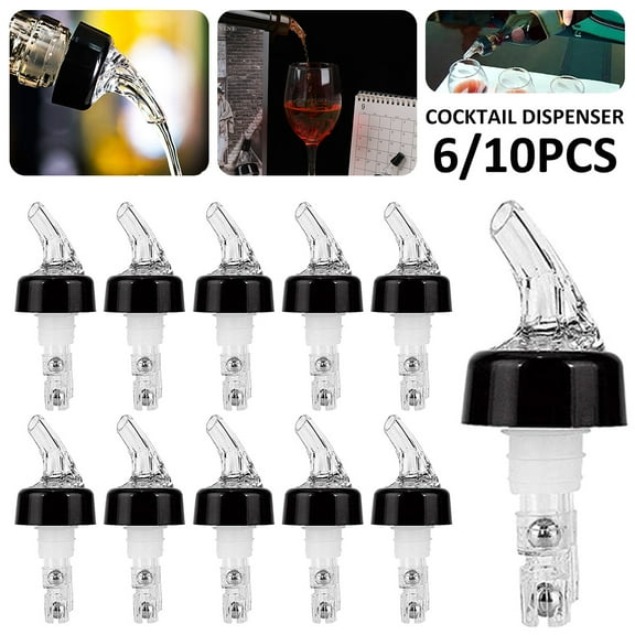 Ghojet 6/10Pcs Automatic Measured Bottle Pourer 1oz/30ml Plastic Wine Pourer Clear Quick Measure Whisky Liquid Liquor Wine Cocktail Dispenser for Home Kitchen Restaurant Bar