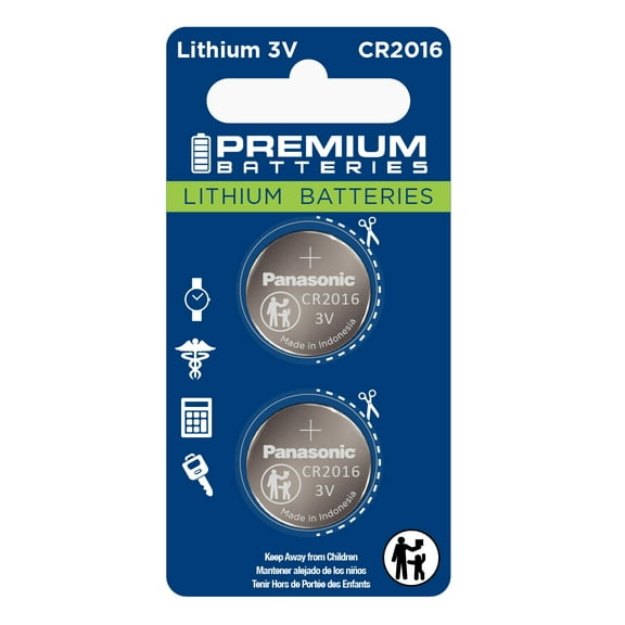 Premium Batteries Panasonic CR2016 3V Child Safe Lithium Coin Cell (2 Count)