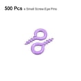 thumbnail image 3 of 500 Pack Small Screw Eye Hooks Mini Eyelets Screws, 4x8x1mm, Purple, 3 of 5