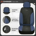thumbnail image 3 of Coverado Car Seat Covers Full Set, Luxury Faux Leather Seat Protectors, Universal Fit for Cars, SUVs, Trucks-Black&Blue, 3 of 8