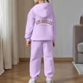 thumbnail image 4 of NIEWTR 6-7 Years Toddler Baby Kids Girls Clothes 2-Piece Outfit Set Fall Winter Round Neck Long Sleeve Casual Top and Joggers Pants Unisex Loungewear Set A136-Purple, 4 of 7