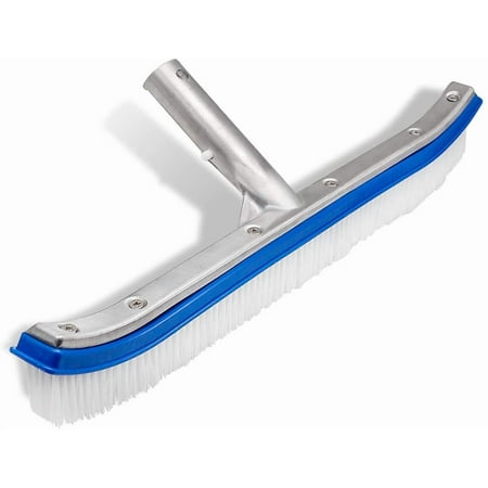 Swimming Pool Wall and Tile Brush 18 Inch Heavy Duty Vinyl Aluminum Back Cleaning Brush Head for Walls Tiles and Floors Nylon Bristles with EZ Clips Pole Not Included