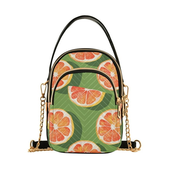 joogoo Women Grapefruit on Green Chain Crossbody Bags Shoulder Handbag Phone Purse