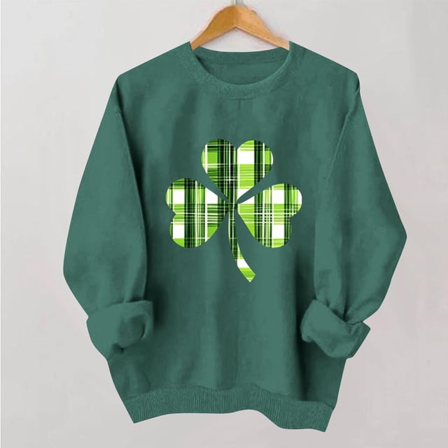 TaTaai Women St Patrick's Day Printed Casual Long Sleeve Crew Neck Sweatshirt No Hood Ladies Spring Festival Street Wear Soft Warm Machine Washable No Fading Top Gift