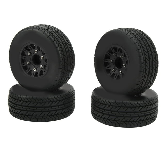 Pneus de Camion de Course Courte de RC, Roue de Camion de RC Meilleure Adhérence Usure Résistante Forte Texture Inégale de Caoutchouc d'Amortissement pour le Noir de Remplacement