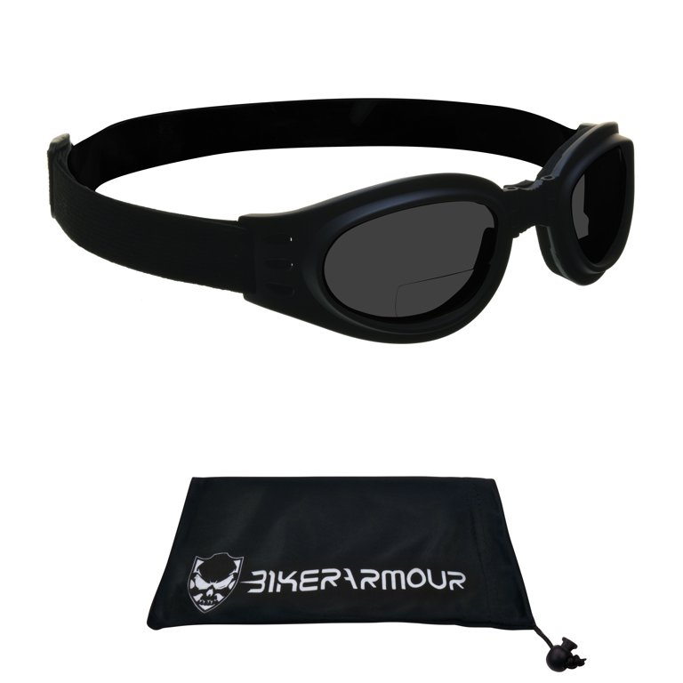 Bikershades Motorcycle BIFOCAL Goggles Reader Sunglasses Foldup Safety Gray  