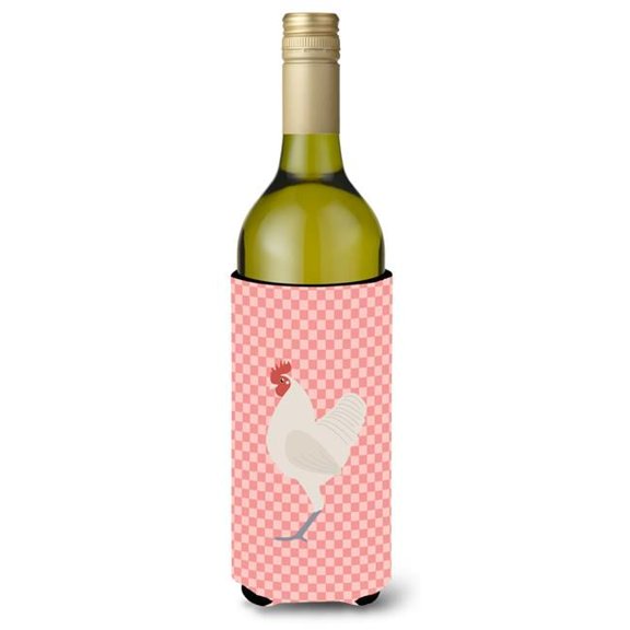 Carolines Treasures BB7837LITERK German Langshan Chicken Pink Check Wine Bottle Beverge Insulator Hugger