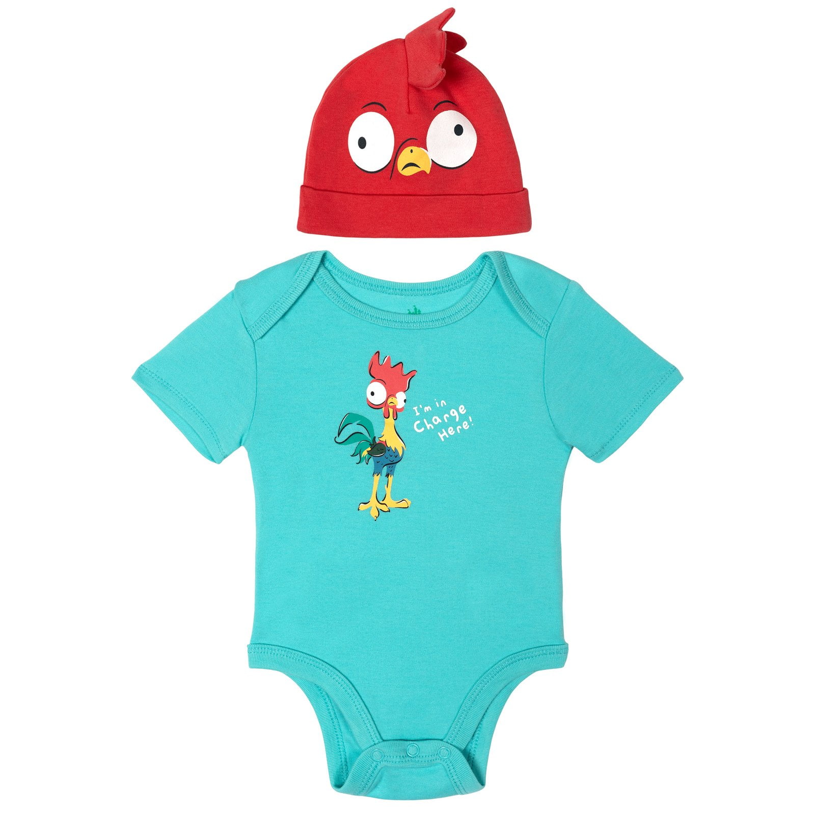 Disney Moana Baby Boy or Girl 2-Piece Cosplay Bodysuit and Hat Set Red Blue Hei Hei