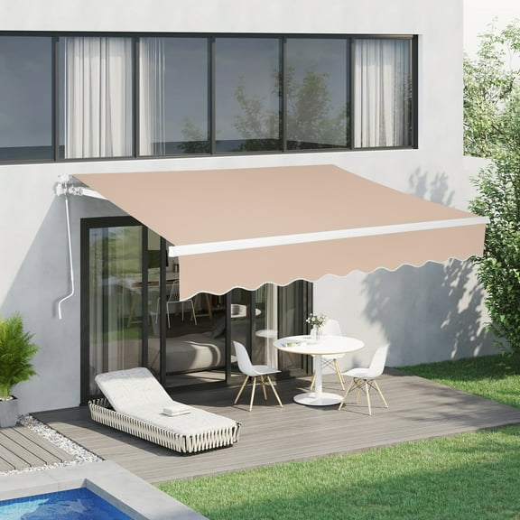 GoDecor Retractable Patio Awning - Sand Khaki, Size 12 x 10 Feet