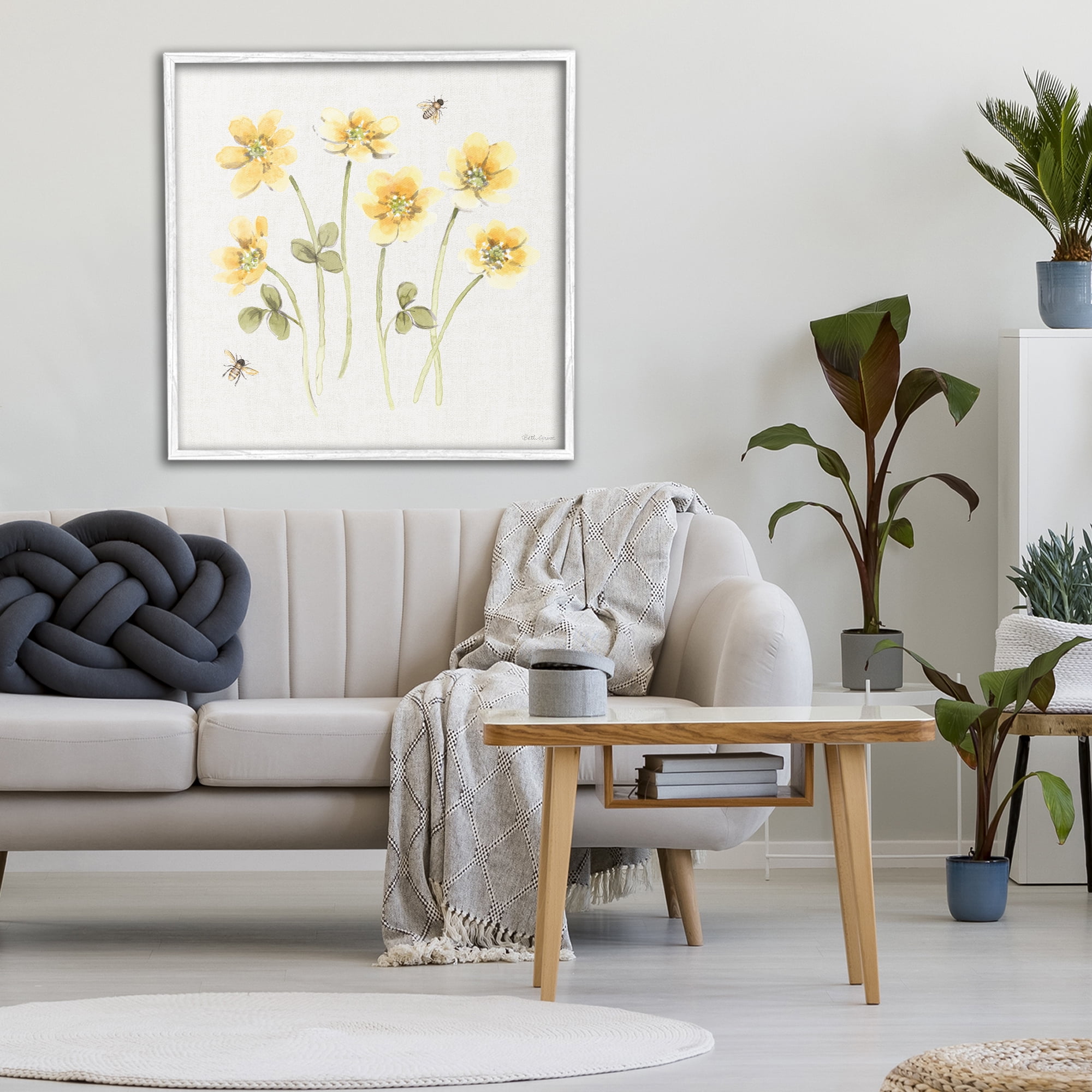 Stupell Industries Sweet Honey Wildflowers White Framed Giclee Art, design by Beth Grove