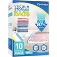 thumbnail image 1 of Fygrip Paquete de 10 pequeñas bolsas de almacenamiento al vacío con bomba manual 80% ahorro de espacio bolsas selladas al vacío para ropa bolsas de compresión al vacío para equipaje de viaje mantas ed, 1 of 7