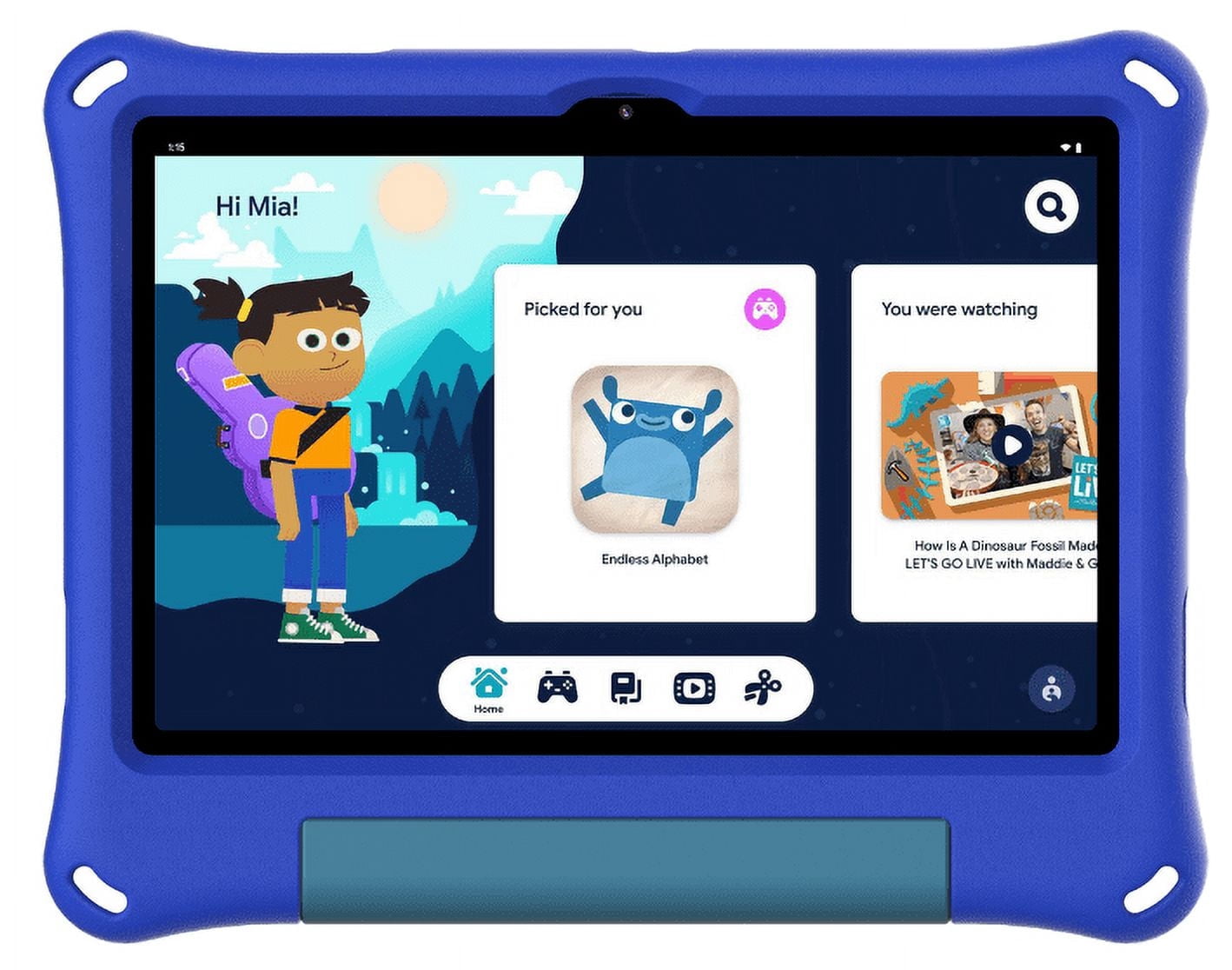 Open Box Onn 10.1" Kids Tablet, 32GB, 2 GHz Octa-Core, 3GB RAM, Blue, Bumper Case with Kickstand