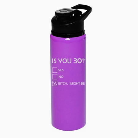 25 oz Water Bottle Sports Travel Mug Gift Is You 30 Funny 30th Birthday (Purple)