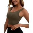 thumbnail image 4 of INSPIRE CHIC Women's V Back Wide Straps Slim Fit Full Coverage Sports Bras Longline Workout Padded Tank Top M Brown, 4 of 4