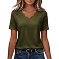 thumbnail image 5 of Cilsoka Womens Short Sleeve Tops Seashell Edge V Neck Dressy Casual Loose Fit Shirts Summer Vacation Blouses 2026 Trendy Clothes, 5 of 6