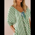 thumbnail image 4 of Mono de Rayas Extragrande para Mujer, Vestido Corto, Mono, Ropa de Playa para Vacaciones con Bolsillos. Verde L, 4 of 7