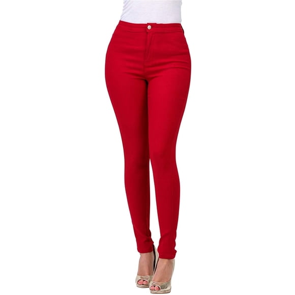 Outfmvch Gap Jeans for Women,Baggy Jeans,Straight Leg Jeans for Women,Fashion Women's Pure Color High-waisted Straight-barrel Small Feet Jeans,Low Rise Jeans,Butt Lifting Jeans for Women Red S