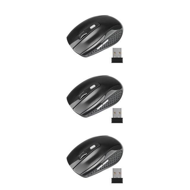 jesticaly Computer 2.4Ghz Wireless Optical Mouse Quick Speed Low Latency 6 Buttons Plastic Gaming Mice Desktop PC Portable Black 3Set