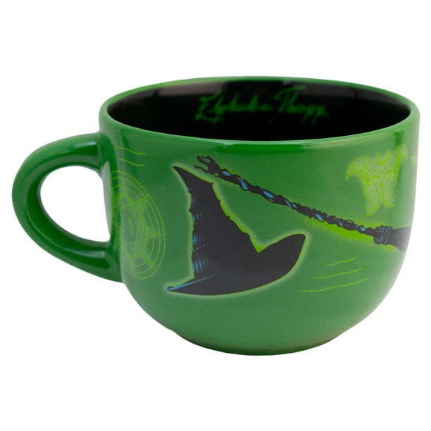 Taza Jumbo Bitono De Cerámica Wicked La Película, Diseño Bruja Elphaba, Color Verde, Capacidad 820 Ml
