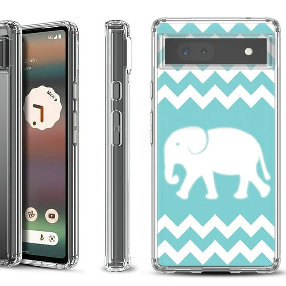 Shockproof Bumper Phone Case for Google Pixel 6a, by OneToughShield ® - Chevron/Elephant