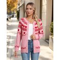 thumbnail image 5 of Cogild Cardigan Sweaters for Women Heart Pattern Knit, Crew Neck Long Sleeve, 5 of 9