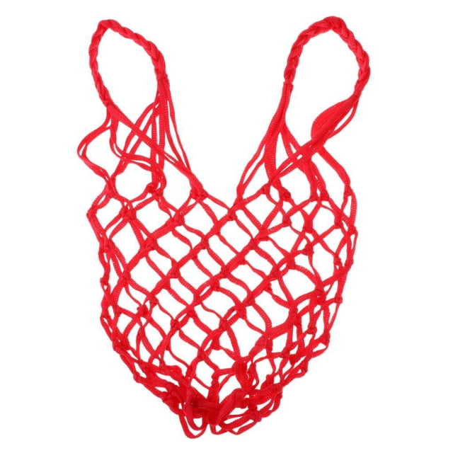 Eigraketly Bolsa de malla para pelota de baloncesto, soporte para bolsa de red de almacenamiento de malla, color blanco y rojo Deportes y aire libre Rojo