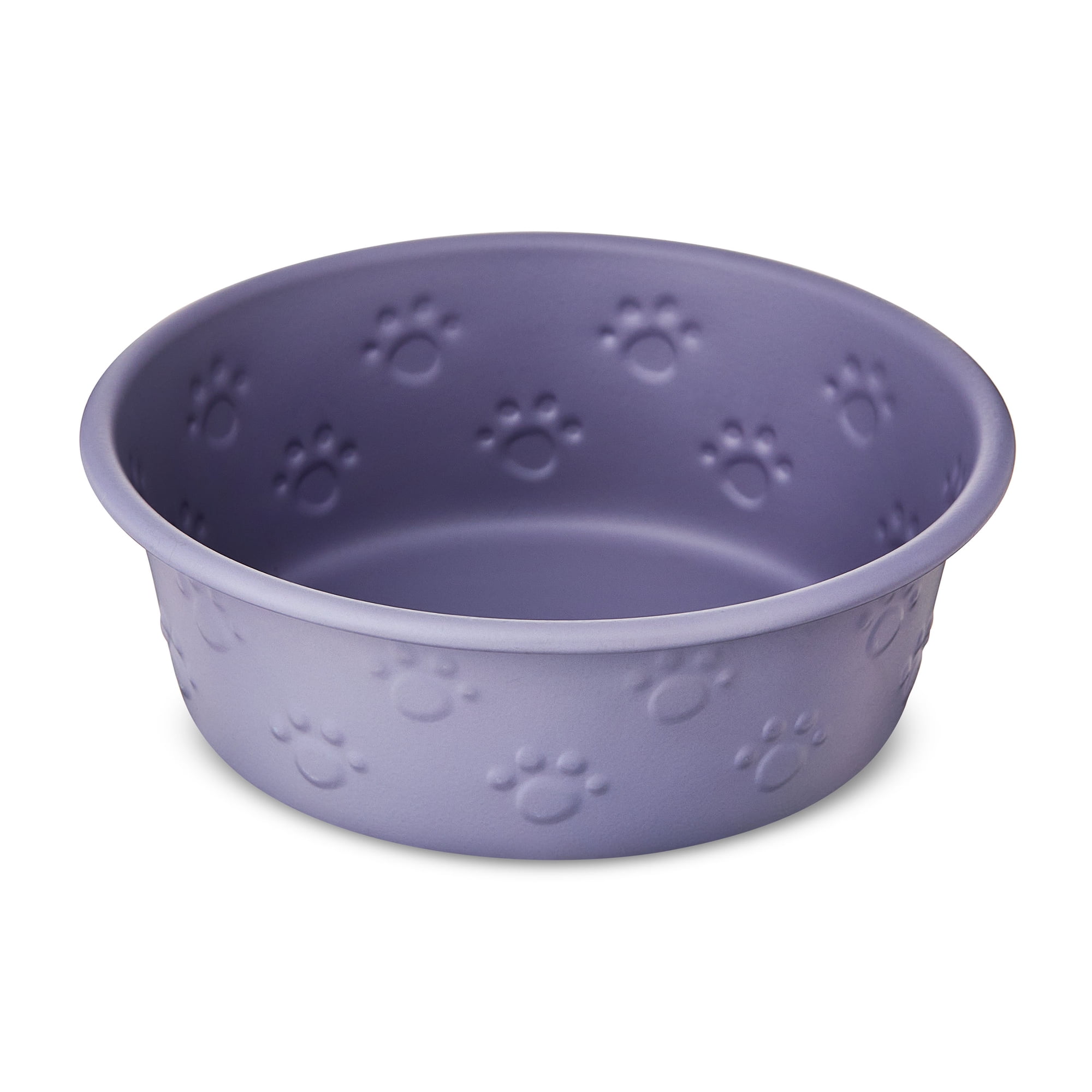 Vibrant Life Medium Stainless Steel Embossed Dog Bowl, Purple Paws