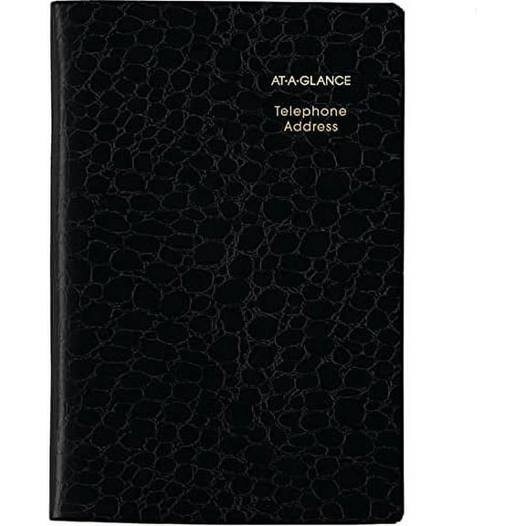 AT-A-GLANCE Telephone & Address Book, 600 Entries, 4" x 6", Designer, Black (8040205)