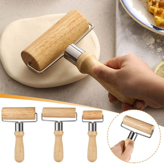 Dianli Wooden Handle Rolling Pin Single Headed Practical Flour Stick for Baking Kitchen Dough Roller Labor Saving Tool Hot Savings & Everyday Bargains