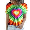 thumbnail image 4 of Otvok Women's Round Neck Tie-Dye T-Shirts Summer Casual Graphic Short Sleeve Trendy Workout Blouses Basic Tees Tops, 4 of 6