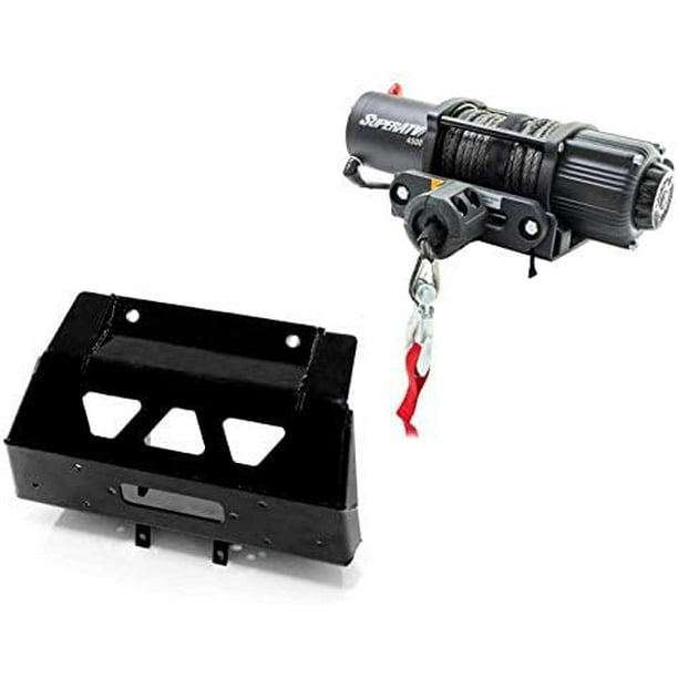 SuperATV 4500 lb Black Ops Winch with Heavy Duty Winch Mounting Plate