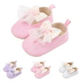 thumbnail image 4 of PINQI Baby Girls Princess Lace Bowknot Soft Sole Cloth Shoes Sneaker Toddler Prewalker Lightweight Cute Baptism Shoes, 4 of 7