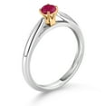 thumbnail image 3 of Gem Stone King 0.25 Ct Round Red Ruby 925 Silver and 10K Yellow Gold Solitaire Engagement Ring (Size 7), 3 of 4