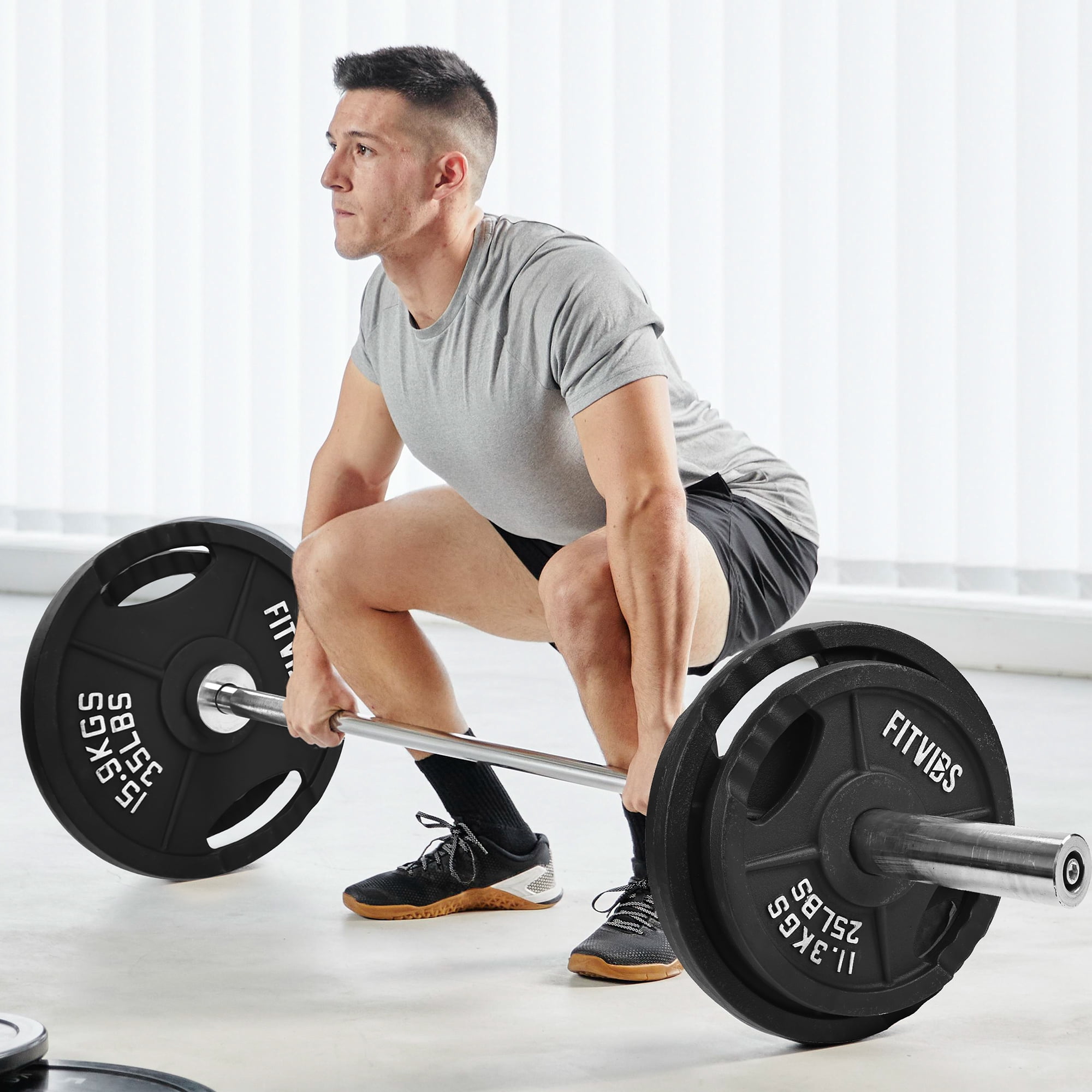 FlexWave 2-Hole Cast Iron Weight Plate Set, 110LB–230LB, Strength Training Plates for Home Gym