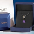 thumbnail image 5 of Gem Stone King 925 Silver and 10K Yellow Gold Purple Amethyst and White Lab Grown Diamond Pendant Necklace for Women | 2.37 Cttw | Gemstone February Birthstone | Oval 10X8MM | With 18 inch Chain, 5 of 6
