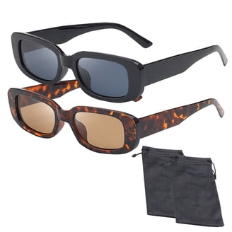 Trendy UV Protection Sunglasses for Women Men Rectangular PC Lens VANLINKER 2 Pack Trendy Small Polarized Rectangle Sunglasses  main image 4