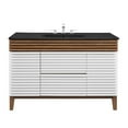 thumbnail image 5 of Single Sink Vanity Cabinet, White Walnut Black, Wood, Mid Century Hotel Bedroom Bathroom, Modern Contemporary HB33686, 5 of 11