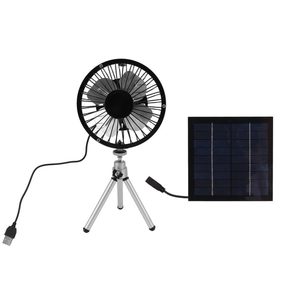 M Buder Portable Solar Fan 6W 6 Inches / 15.2 cm Solar USB Dual Powered Fan For Home Camping Outdoor Fishing With Stretchable Stand
