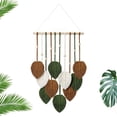 thumbnail image 4 of Leodye 1PCS Leaf Macrame Wall Hanging Tapestry, Hand Woven Wall Art Decor for Bedroom and Living Room Interior -15.7*26.7IN, 4 of 7