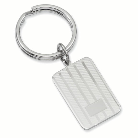 Rhodium-plated Lined Engravable Key Ring Size