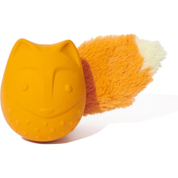 shiyou-BARK Franz The Fox Dog Toy | Natural Rubber, Bacon Scented, Thrashy Tail & Wacky Bounce | Dog Toy for Aggressive Chewers