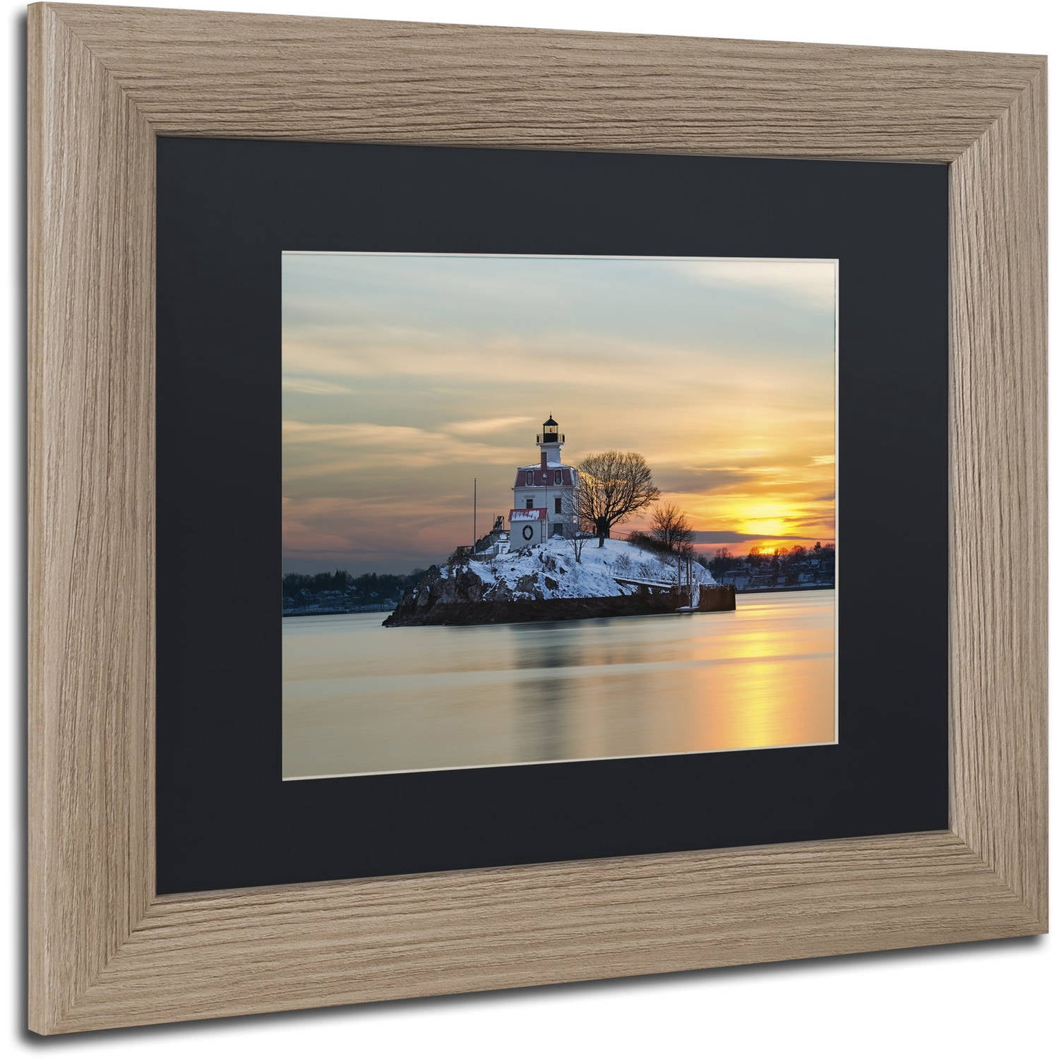 Trademark Fine Art "Pomham Rocks Sunset" Canvas Art by Michael Blanchette Photography Black Matte, Birch Frame