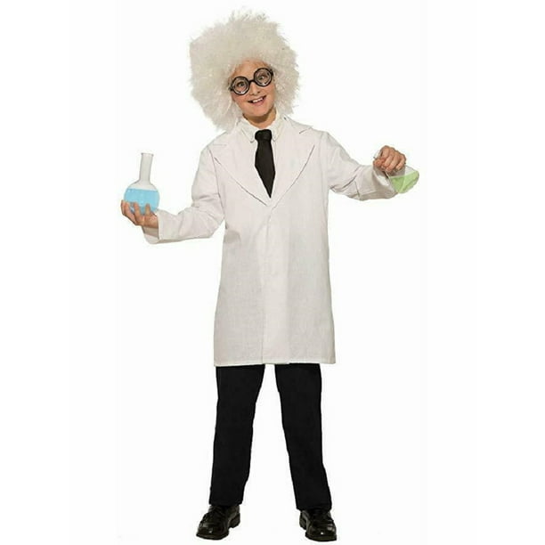 Mad Scientist Child Halloween Costume Crazy Professor Lab Coat Wig