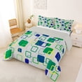 thumbnail image 3 of Castle Fairy Mid Century Layered Square King Size Comforter Sets 3pcs,Abstract Hollow Border Comforters King Size,Emerald Yellow Navy,Reversible,1 Comforter and 2 Pillowcases, 3 of 6
