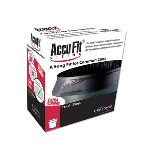 Linear Low Density Can Liners with AccuFit Sizing 23 gal, 0.9 mil, 28" x 45", Black, 50/Box